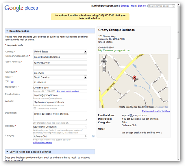 maak een nieuwe lokale Google Maps-vermelding