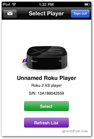 Selecteer Roku Player
