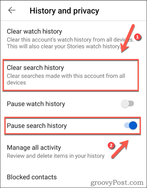 YouTube-zoekgeschiedenis wissen op Android