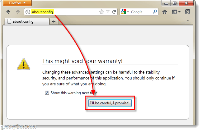Het configuratiemenu van Firefox kan uw garantie ongeldig maken