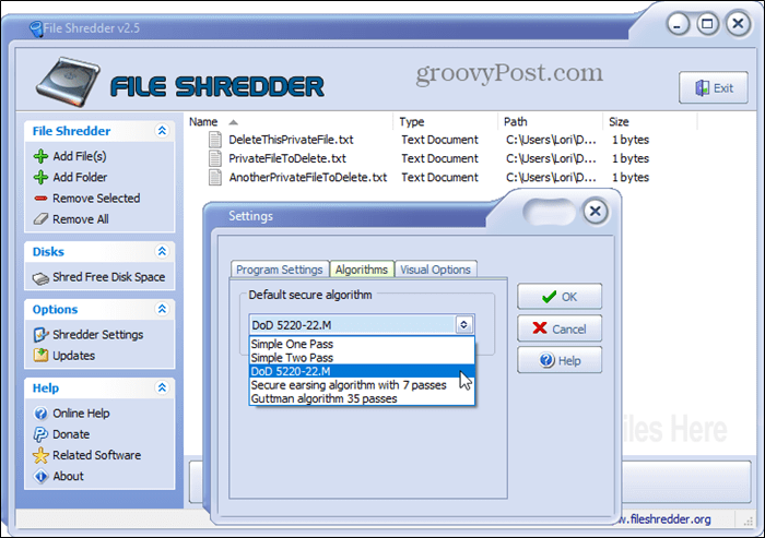 File Shredder veilige verwijderingshulpprogramma voor Windows