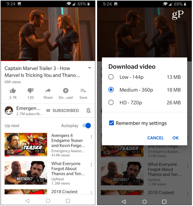 Download YouTube-video's OnePlus 6T