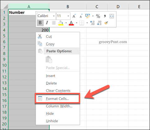 Excel-opmaakcellen optie