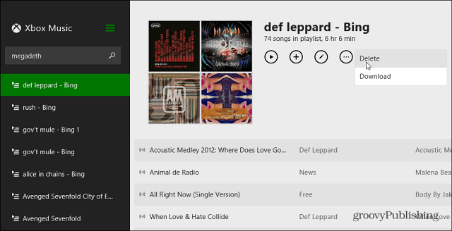 Playlist Xbox Music verwijderen