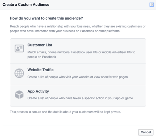 facebook upload klantendatabase