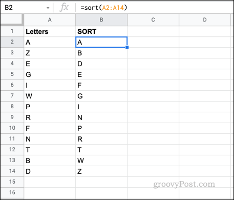 De SORT-functie in Google Spreadsheets