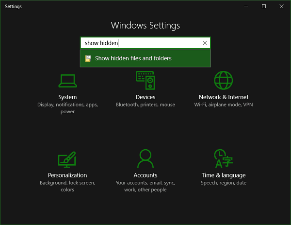Verborgen bestanden en mappen weergeven in Windows 10