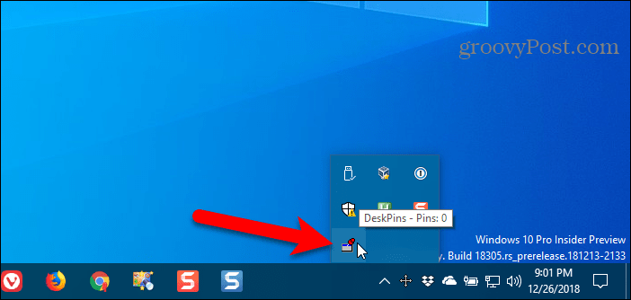 Klik op het DeskPins-pictogram in het Windows-systeemvak om een ​​pincode te krijgen