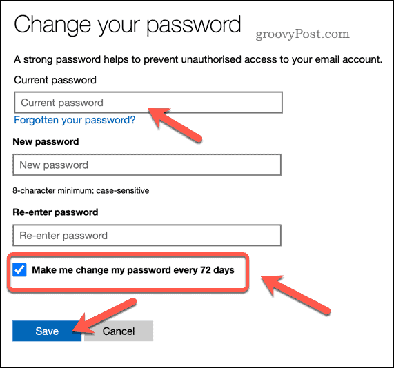 Stel de vervaldatum van het wachtwoord in een Microsoft-account in