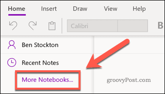 OneNote More Notebooks menupictogram