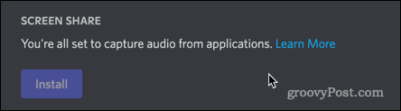 discord audio-plug-in geïnstalleerd
