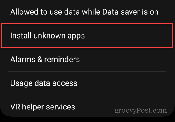 installeer onbekende apps Android