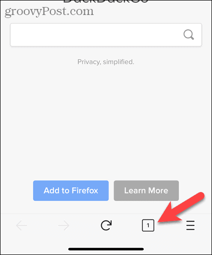 Tik op de tabknop in Firefox voor iOS