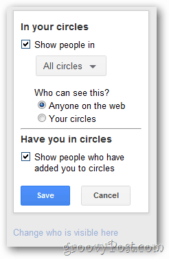 google + profielcirkel weergave configuratie