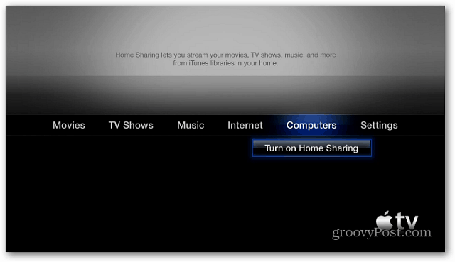 Apple TV Schakel Thuisdeling in