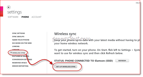 Windows Phone 7 Wireless Sync met Zune