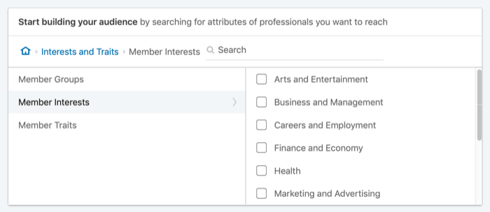 target LinkedIn-advertenties op interesses van leden