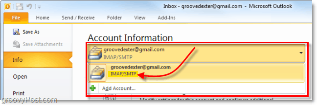 bevestig dat het account is toegevoegd aan Outlook 2010