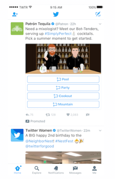 Twitter lanceerde nieuwe, aanpasbare Direct Message Cards.