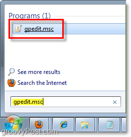 toegang krijgen tot de groepsbeleid-editor (gpedit.msc) vanuit de startbol van Windows 7 (menu)
