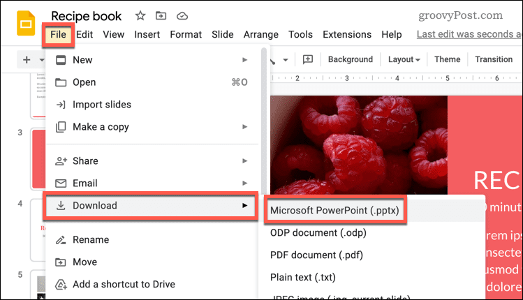 Download Google Presentaties naar PPTX