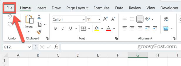 Excel-bestandsmenu