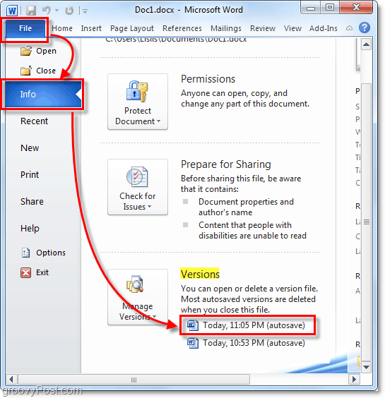 automatisch opgeslagen versie keert terug naar Outlook 2010