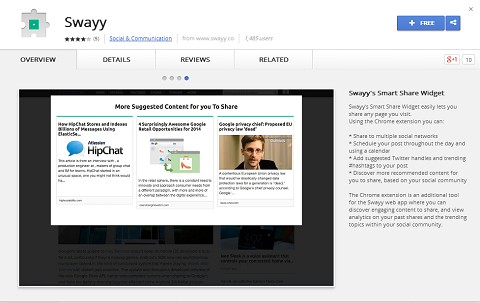 Swayy heeft ook een Google Chrome-extensie om het gemakkelijk te maken om ontdekkingen van inhoud te delen.