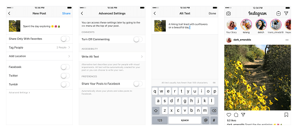 Instagram voegt twee nieuwe toegankelijkheidsfuncties toe om visueel gehandicapte gebruikers toegang te geven tot de foto's en video's die op het platform worden gedeeld.