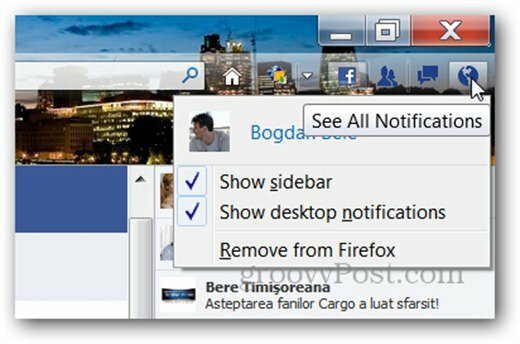 facebook messenger voor de meldingsbalk van Firefox