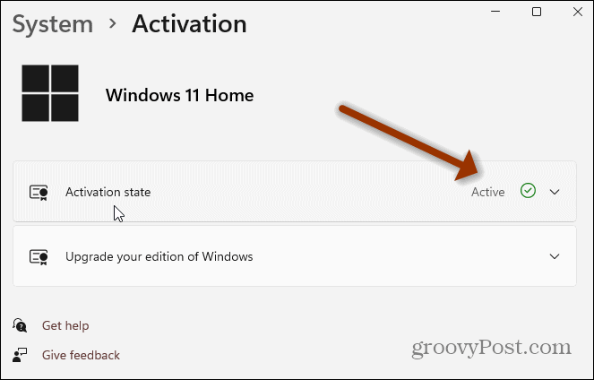 Pagina met Windows 11-activeringsinstellingen