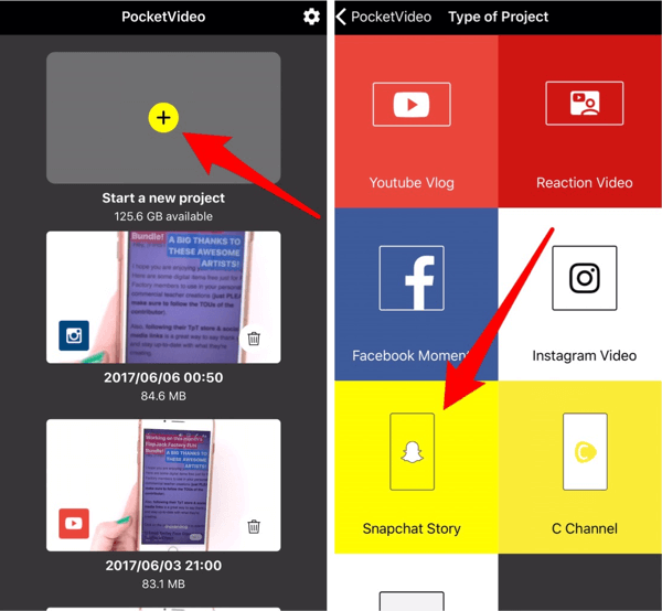 Tik op Snapchat-verhaal om inhoud voor je Instagram-verhaal te maken.