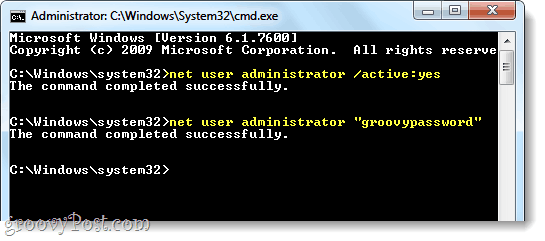 admin inschakelen in Windows 7 via netgebruiker