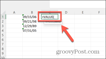 Excel-waardefunctie