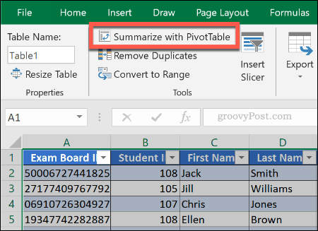 Een draaitabel maken op basis van een bestaande tabel in Excel