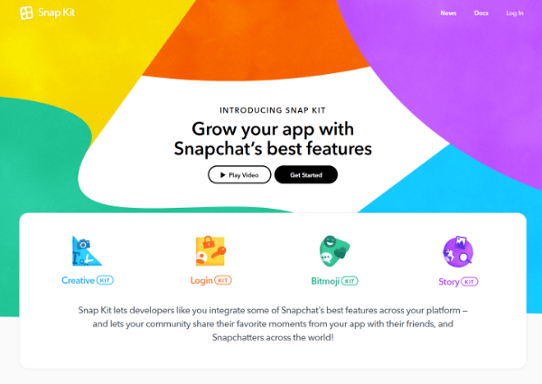 Van Snap Inc. introduceerde Snap Kit, een volwaardige ontwikkelaarskit waarmee app-makers enkele van de beste delen van Snapchat naar hun apps kunnen brengen.