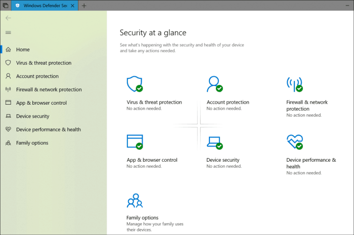 Windows Defender Security Center Vloeiend ontwerp Vernieuwen