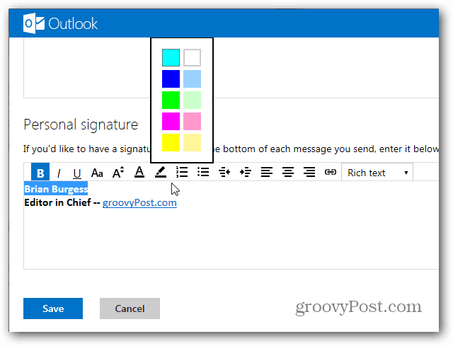 Hoe een handtekening van Outlook.com te maken