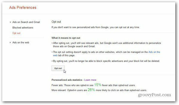 google ads voorkeuren manager afmelden zoeken gmail