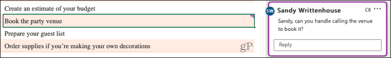 Een opmerking online in Excel bekijken