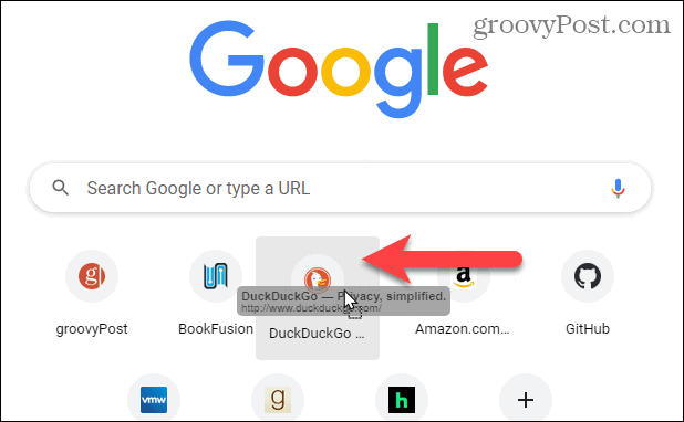Verplaats de snelkoppeling op de Chrome-pagina 'Nieuw tabblad'