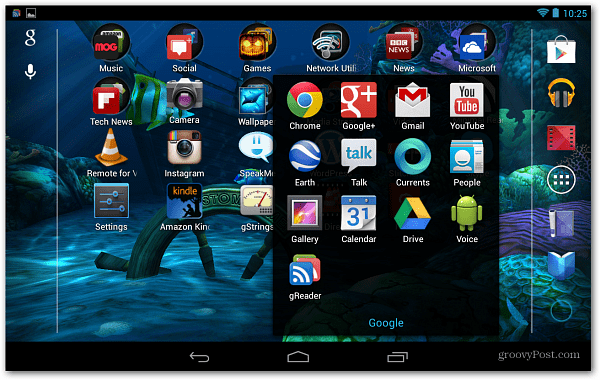 Android Nexus 7 startscherm