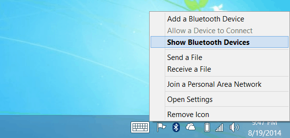 Bluetooth-apparaten weergeven