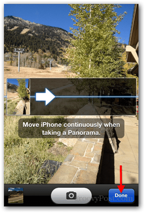 Neem iPhone iOS Panoramische foto - Tik op Gereed
