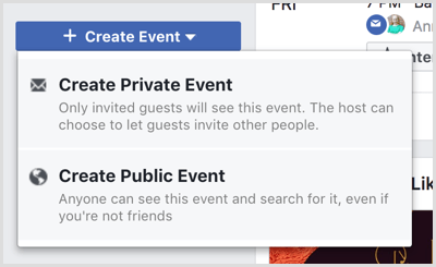Maak vervolgkeuzelijstopties voor evenementen op de pagina Facebook-evenementen