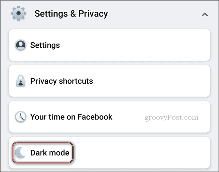 Facebook donkere modus Android-instellingen Privacy donkere modus
