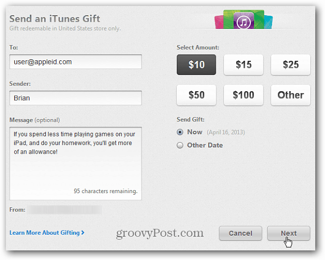 Virtuele iTunes-cadeaubonnen verzenden vanaf iTunes- of iOS-apparaten
