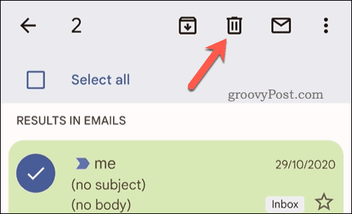 Geselecteerde e-mails verwijderen in Gmail op mobiel