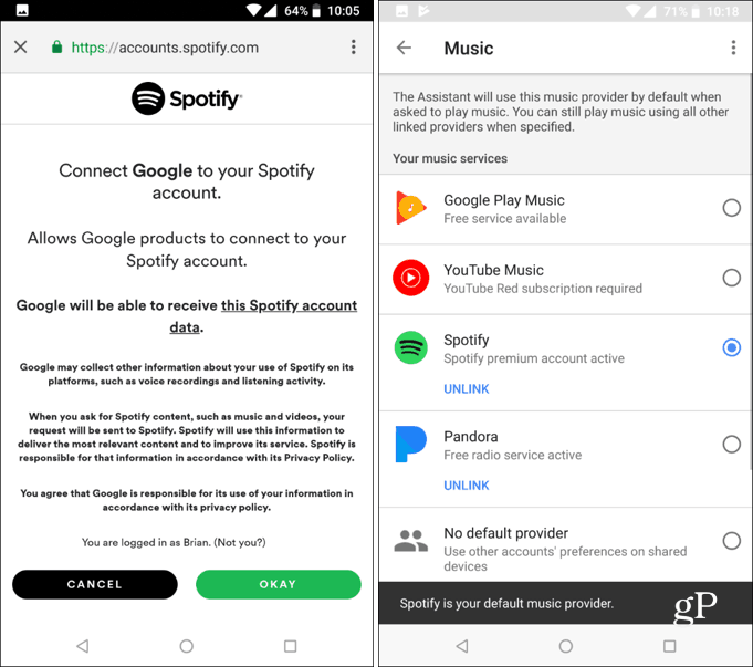 Stel de standaard muziekservice Google Assistant in