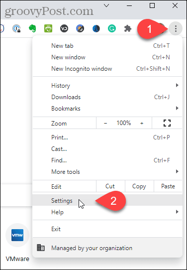 Selecteer Instellingen in het Chrome-menu